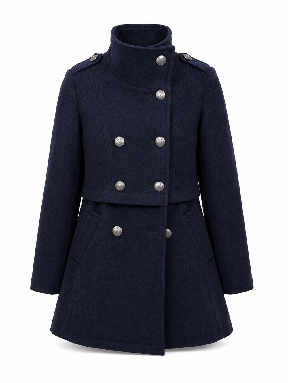Jessica Simpson Girls Navy Wool Blend Dress Coat Jacket Size 7/8 Small